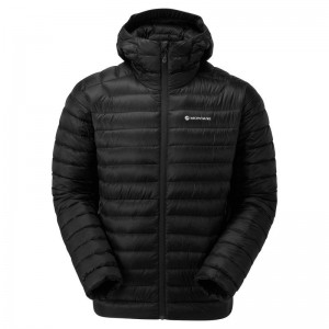 Black Men's Montane Anti-Freeze Hooded Down Jackets | JHG7379QV