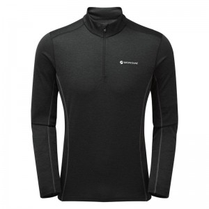 Black Men's Montane Dart Zip Neck T Shirts | UCD5786BV