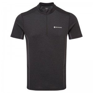 Black Men's Montane Dart Zip T Shirts | TWK6876UR