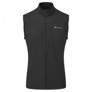 Black Men's Montane Featherlite Windproof Vest | ZVR5671HN