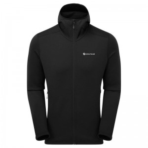 Black Men's Montane Fury Hooded Fleece Jackets | HQK5925FJ