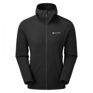 Black Men's Montane Protium Hooded Fleece Jackets | JDN2114MU