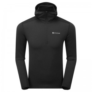 Black Men's Montane Protium Lite Hooded Pull On Fleece | FKK6363EP