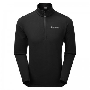 Black Men's Montane Protium Pull On Fleece | KYO5611PX