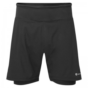 Black Men's Montane Slipstream Twin Skin Running Shorts | UQR3960US