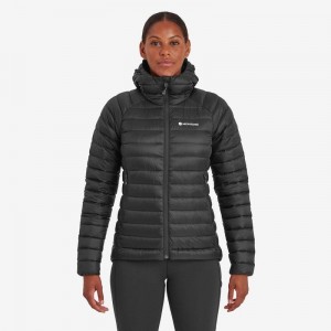 Black Women's Montane Anti-Freeze Hooded Down Jackets | IEA779ME