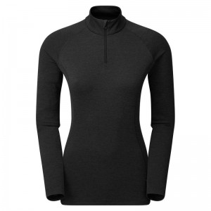 Black Women's Montane Dart Zip Neck T Shirts | EIH1913CJ