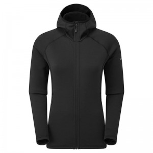 Black Women's Montane Fury Hooded Fleece Jackets | QSJ4269BR