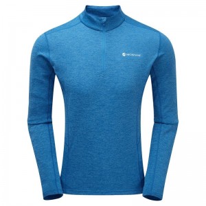 Blue Men's Montane Dart Zip Neck T Shirts | NFF1238BL