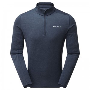 Dark Blue Men's Montane Dart Zip Neck T Shirts | XTG4890FP