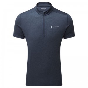 Dark Blue Men's Montane Dart Zip T Shirts | VGJ8086DX