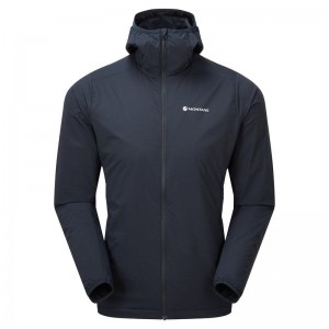 Dark Blue Men's Montane Fireball Nano Hooded Jackets | SFU96WX