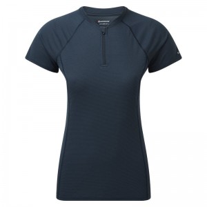 Dark Blue Women's Montane Dart Nano Zip T Shirts | UVA1323TP