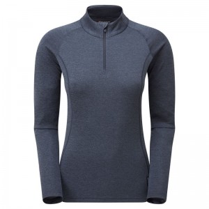 Dark Blue Women's Montane Dart Zip Neck T Shirts | YHA6672GO