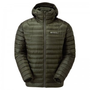 Dark Green Men's Montane Anti-Freeze Hooded Down Jackets | QZV2100LT