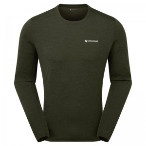 Dark Green Men's Montane Dart Long Sleeve T Shirts | EIY2019NW