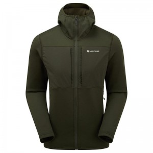 Dark Green Men's Montane Fury XT Hooded Fleece Jackets | ELY8349JK