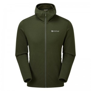 Dark Green Men's Montane Protium Hooded Fleece Jackets | IYX7165QK