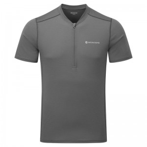 Dark Grey Men's Montane Dart Nano Zip T Shirts | WFM7956IX