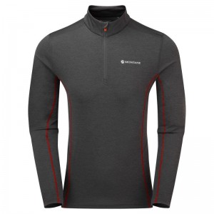 Dark Grey Men's Montane Dart Zip Neck T Shirts | ASP7230DH