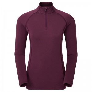 Dark Purple Women's Montane Dart Thermo Zip Neck T Shirts | AYD9275QA