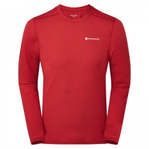 Dark Red Men's Montane Dart Lite Long Sleeve T Shirts | DFS7776JI