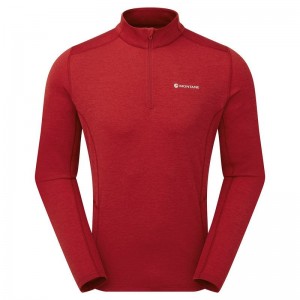 Dark Red Men's Montane Dart Zip Neck T Shirts | DQN8282RB