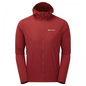 Dark Red Men's Montane Featherlite Hooded Windproof Jackets | EEC367VB