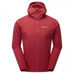 Dark Red Men's Montane Fireball Lite Hooded Insulated Jackets | GOB6978IJ