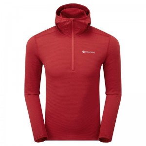 Dark Red Men's Montane Protium Lite Hooded Pull On Fleece | ODQ643WI