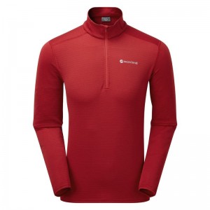 Dark Red Men's Montane Protium Lite Pull On Fleece | GJS2534UO