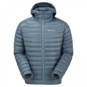 Grey Blue Men's Montane Anti-Freeze Hooded Down Jackets | TGR6334LV