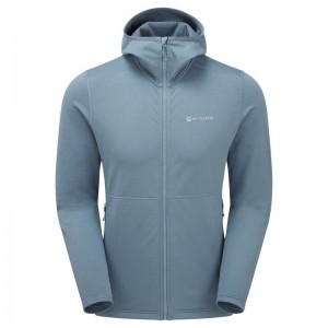 Grey Blue Men's Montane Protium Hooded Fleece Jackets | SMW6793NS