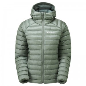 Grey Green Women's Montane Anti-Freeze Hooded Down Jackets | UAA2591YS