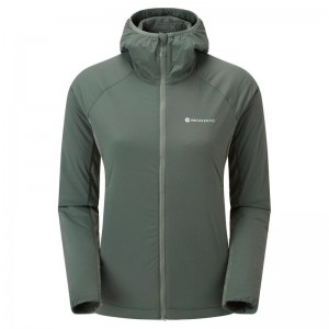 Grey Green Women's Montane Fireball Lite Hooded Insulated Jackets | QCD8437NH