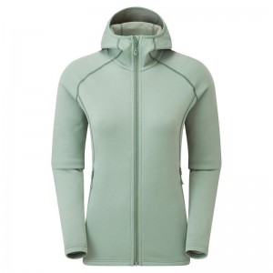 Grey Green Women's Montane Fury Hooded Fleece Jackets | OVG8440WN