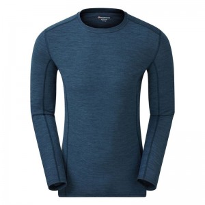 Navy Blue Men's Montane Primino 140 Long Sleeve T Shirts | GFO2482ZV