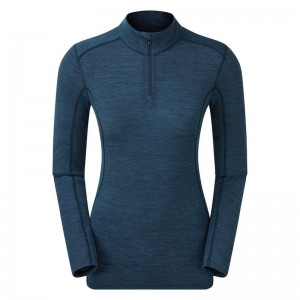 Navy Blue Women's Montane Primino 140 Zip Neck Base Layer Tops | DUR4765FH