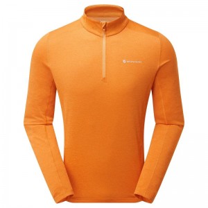 Orange Men's Montane Dart Zip Neck T Shirts | VYD9299LJ