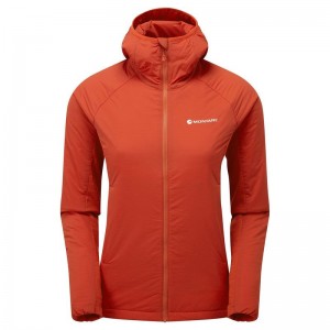 Orange Red Women's Montane Fireball Lite Hooded Insulated Jackets | XYW3765SB