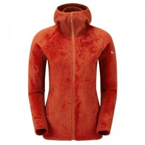 Orange Red Women's Montane Protium XPD Hooded Fleece Jackets | AAZ889EB