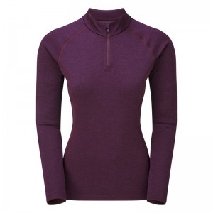 Purple Women's Montane Dart Zip Neck T Shirts | WJG3715JH