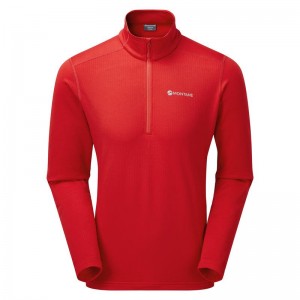 Red Men's Montane Protium Pull On Fleece | IKC5834DI