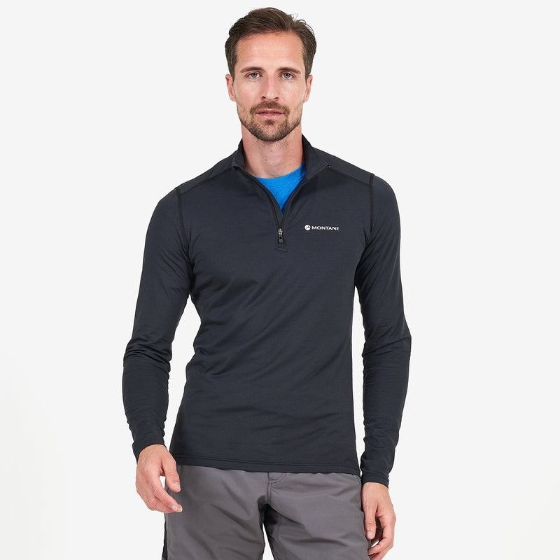 Black Men's Montane Dart Zip Neck T Shirts | UCD5786BV