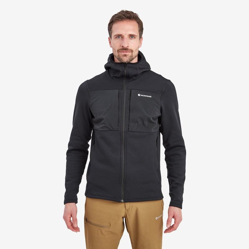 Black Men's Montane Fury XT Hooded Fleece Jackets | KTA5329FV