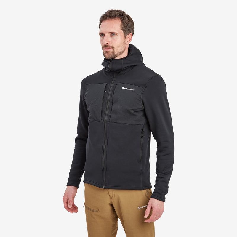 Black Men's Montane Fury XT Hooded Fleece Jackets | KTA5329FV