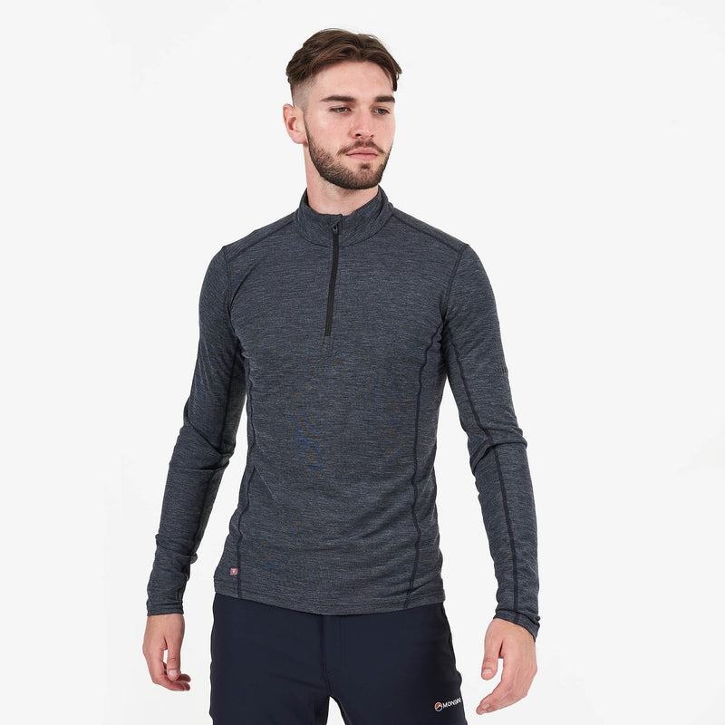 Black Men's Montane Primino 140 Zip Neck Base Layer Tops | QXD95100PL