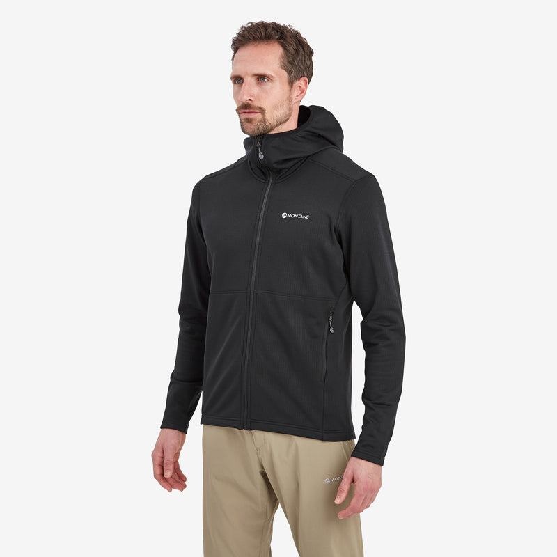 Black Men's Montane Protium Hooded Fleece Jackets | JDN2114MU