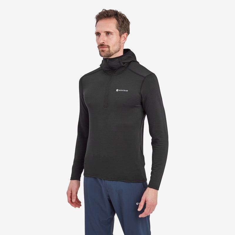 Black Men's Montane Protium Lite Hooded Pull On Fleece | FKK6363EP