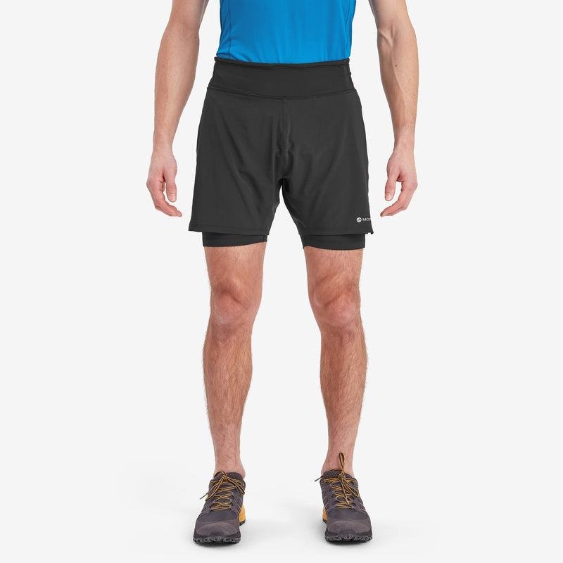 Black Men's Montane Slipstream Twin Skin Running Shorts | UQR3960US